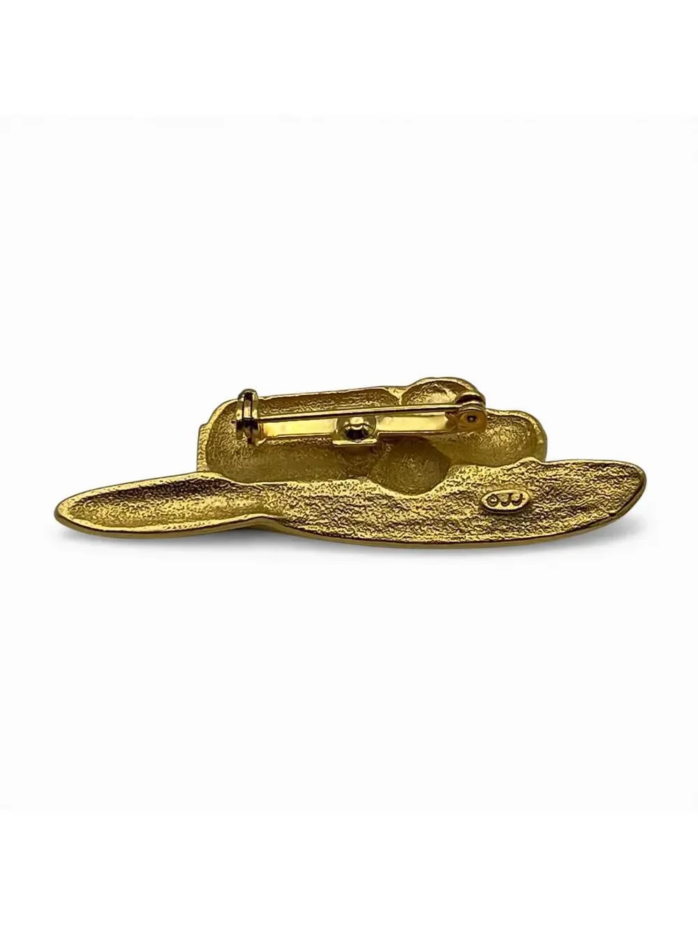 Vintage Gold Tone Hat Brooch with Rhinestones